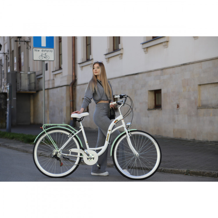 Dámsky retro bicykel 28" Lavida Mahbike 7-prevodový hlinikový rám 18" bielo zelená